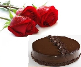 1 Kg Chocolate Cake 3 roses